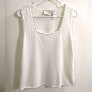 First issue white beaded tank top